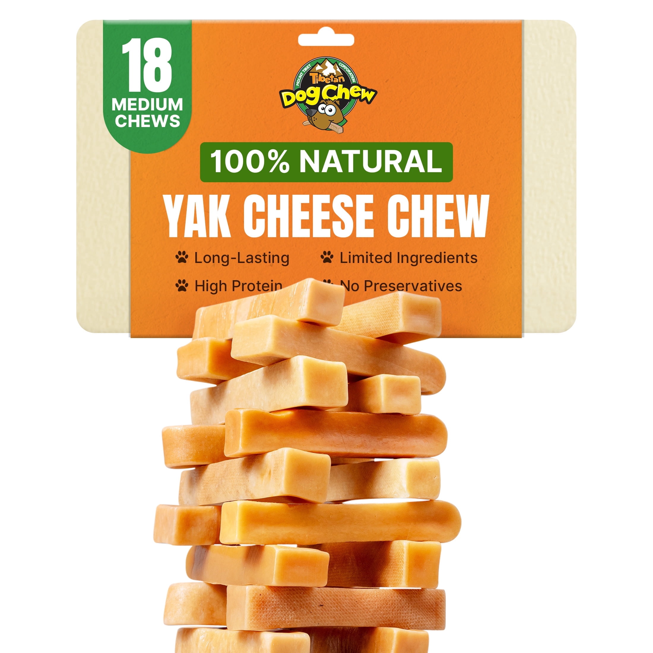 Tibetan Yak Cheese Dog Chew, Natural long lasting Himalayan Treats for Dogs (Medium , 3lb)