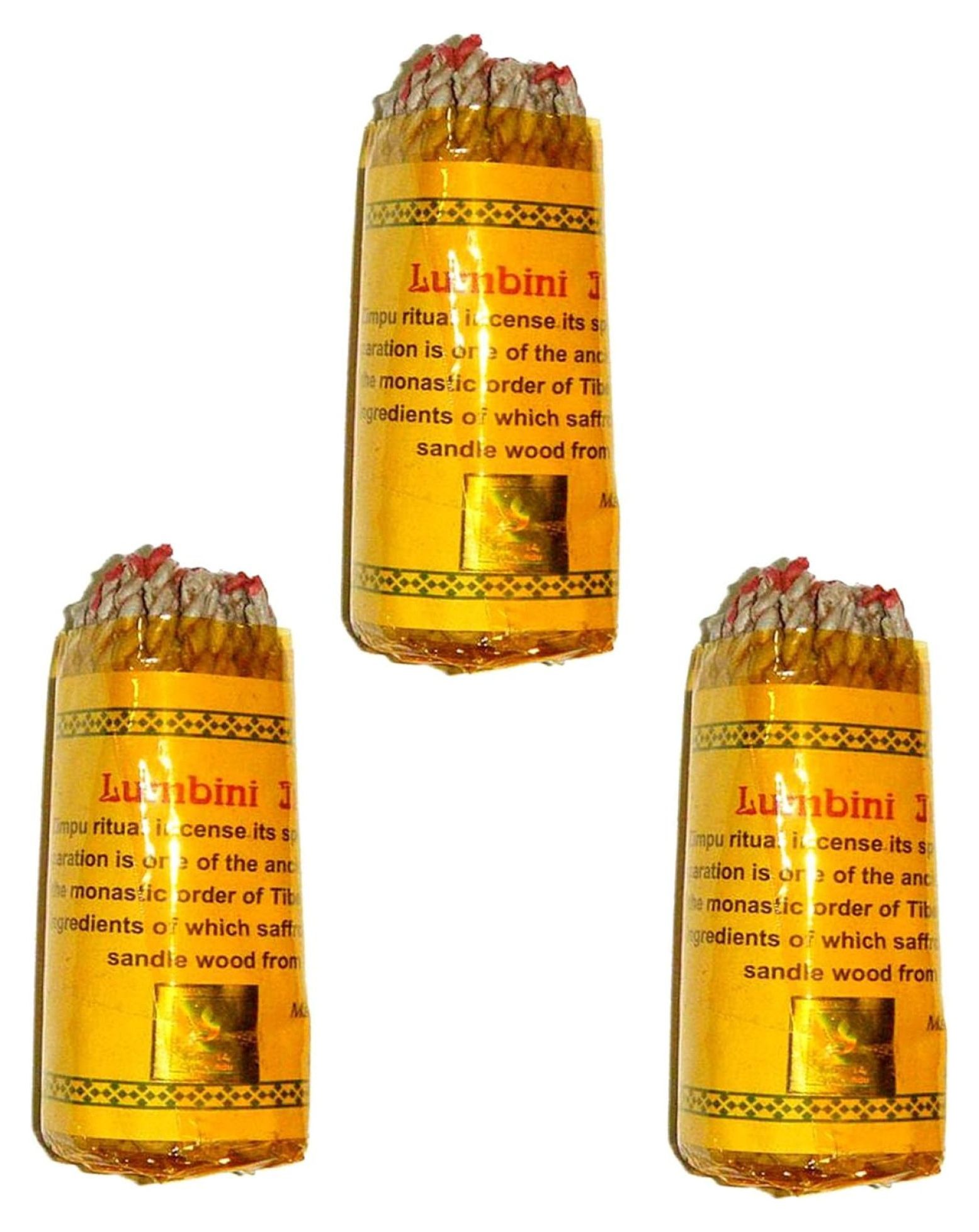Tibetan Lumbini Rope Incense, 3.5" Length 3 Packs, 45 Sticks Per Pack