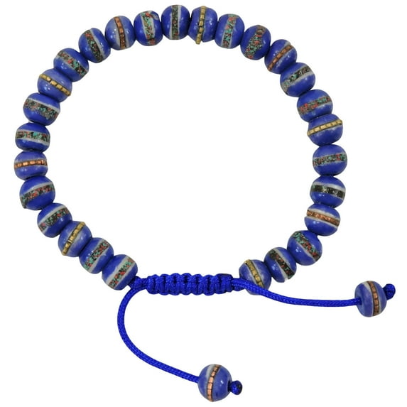 Tibetan Mala Embedded Medicine Wrist Mala for Meditation Handmade Blue medicine bracelet