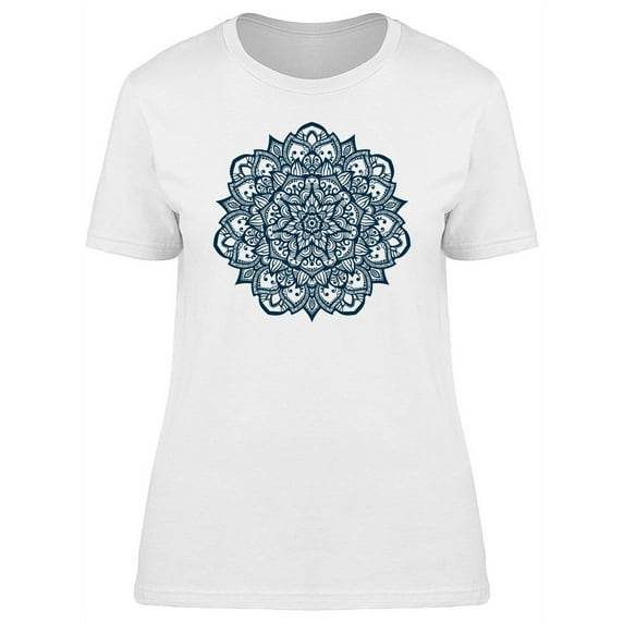 Tibetan Mandala Dark Blue Ink T-Shirt Women -Image by Shutterstock, Female XX-Large