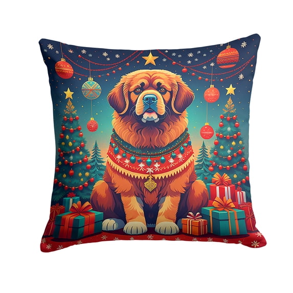 Tibetan Mastiff Christmas Fabric Decorative Pillow 18 in x 18 in