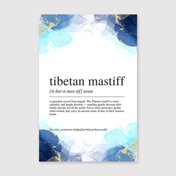 Tibetan Mastiff Definition Canvas 8x12 inch, Tibetan Mastiff Definition Print, Dog Breed Wall Art, Modern Typography Poster