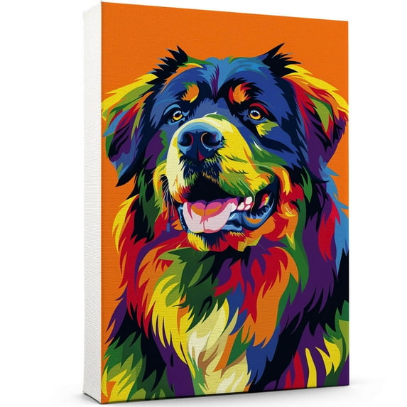 Tibetan Mastiff Dog Canvas Wall Art Poster Prints Colorful Pop Animal Art Wall Decor Dog Picture Artwork Pet Dog Painting Poster for Home Bedroom Living Room Decoration Framed