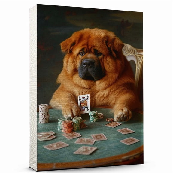 Tibetan Mastiff Dog Stretched Canvas Size 8x12 Poker Canvas – Funny Tibetan Mastiff Dog Team Player Wall Art, Ideal Gift Poker , Dog Owner