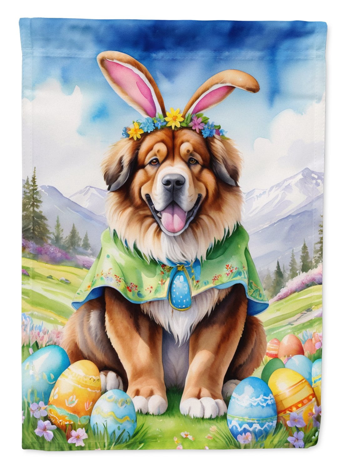 Tibetan Mastiff Easter Egg Hunt House Flag