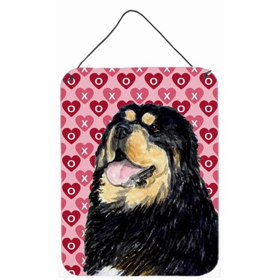 Tibetan Mastiff Hearts Love and Valentines Day Aluminium Metal Wall Or Door Hanging Prints - 12 x 16 in.
