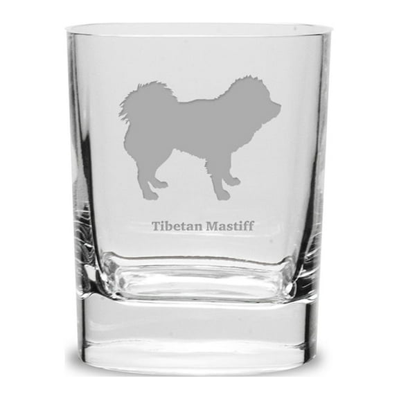 Tibetan Mastiff Luigi Bormioli 11.75 oz Square Round Double Old Fashion Glass