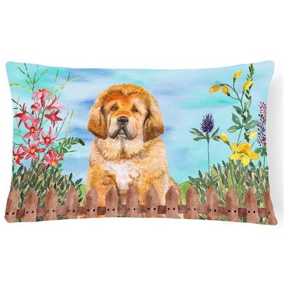 Tibetan Mastiff Spring Canvas Fabric Decorative Pillow