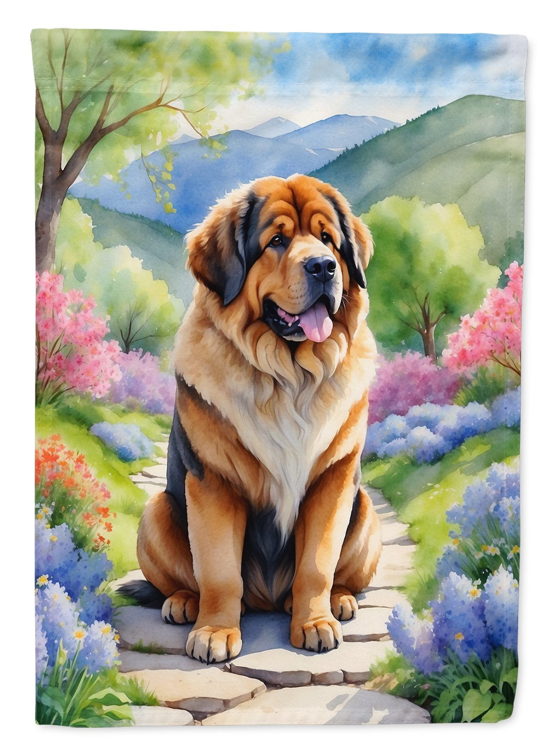 Tibetan Mastiff Spring Path Garden Flag 11.25 in x 15.5 in