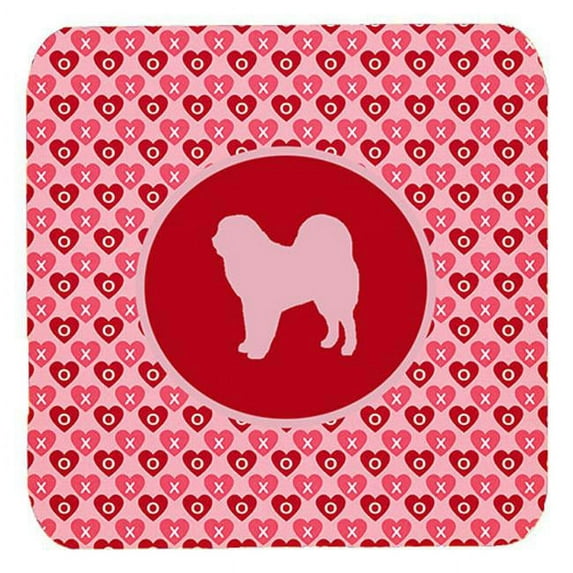 Tibetan Mastiff Valentine Hearts Foam Coasters - Set 4, 3.5 x 3.5 In.