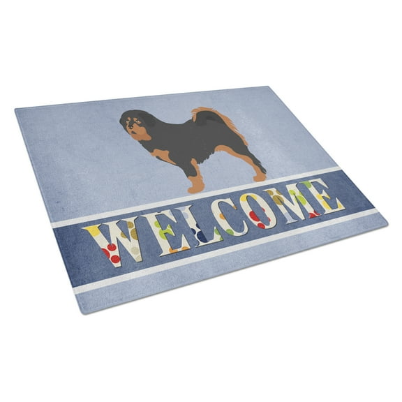 Tibetan Mastiff Welcome Glass Cutting Board Large
