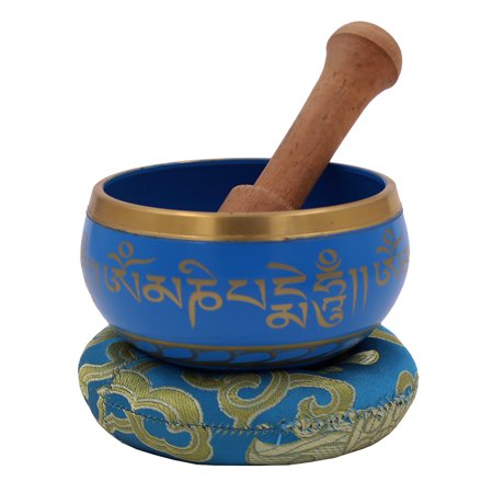 Tibetan Meditation Om Mani Padme Hum Singing Bowl Set (Turquoise)