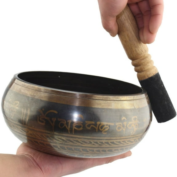 Tibetan Meditation Yoga Singing Bowl Set, Hand Hammered Singing Bowl With Mallet & Silk Cushion, For Meditation, Chakra Healing, Prayer, Yoga and Mindfulness