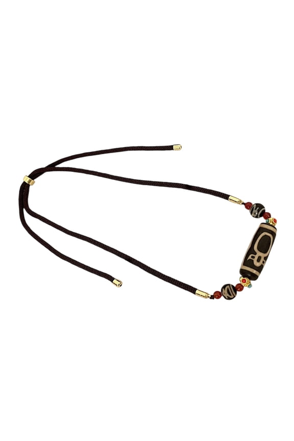 Tibetan Nine Eye Dzi Bead Necklace Handcrafted Agate Spiritual Jewelry For Inner Peace Protections And Wisdoms