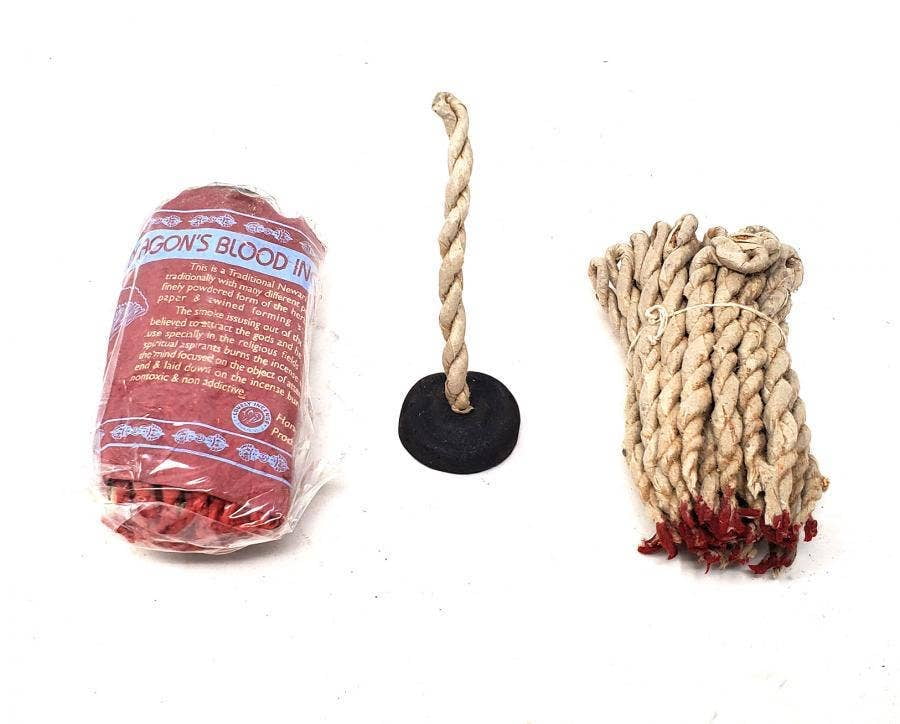 Tibetan Rope Incense Dragon's Blood 45 Ropes with Burner
