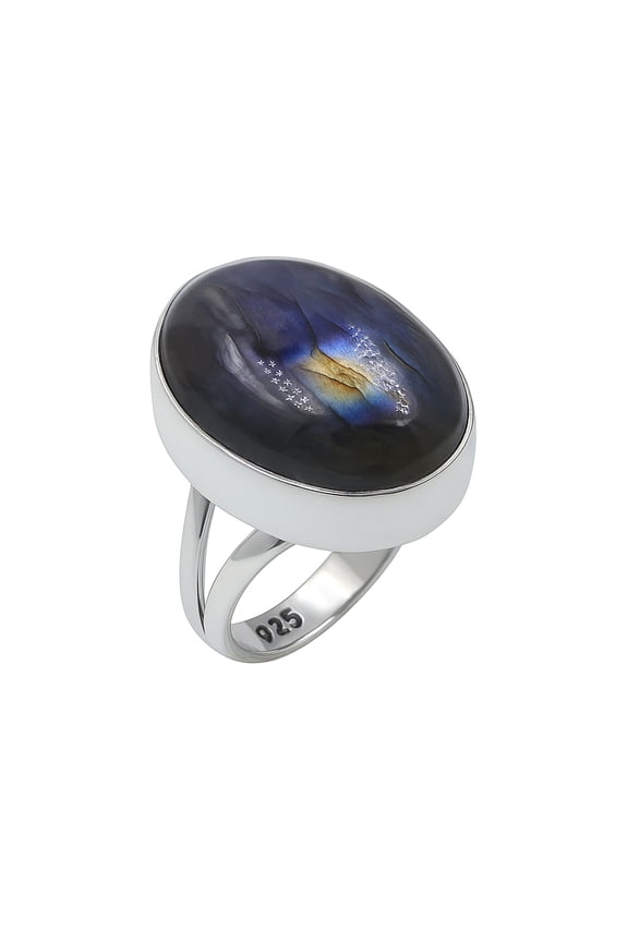 925 Sterling Silver Natural Labradorite Cabochon Gemstone Handmade Unique Boho Ring