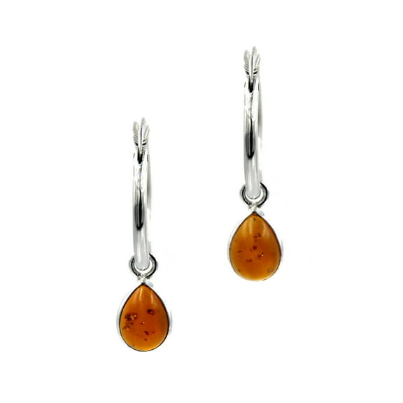 Tibetan Silver Amber Gemstone Handmade 925 Silver Hoop Earrings Minimalist Designer Jewelry