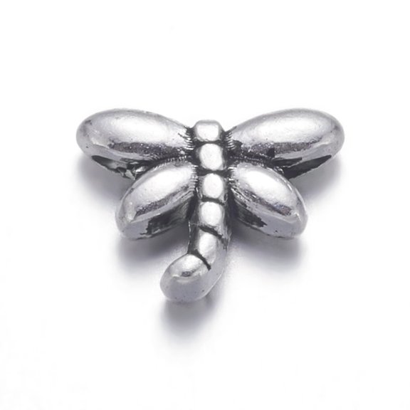 Tibetan Silver Beads Lead Free & Cadmium Free Dragonfly Antique Silver 8.2mm long Hole: 1mm