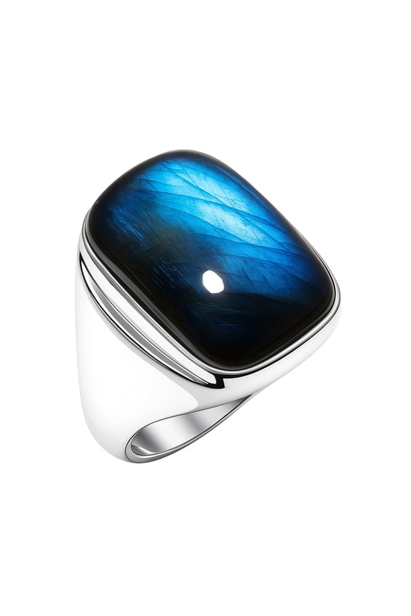Blue Fire Labradorite Gemstone 925 Silver Plated Ring Handmade Unique Design Jewelry
