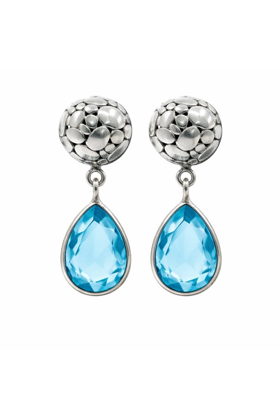 Drop Earrings for Women with Bluetopaz Gemstone Handmade 925 Sterling Silver Modern Minimalistic Jewelry