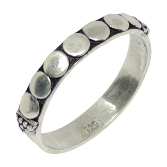 Tibetan Silver Handmade 925 Sterling Silver Boho Band Ring Contemporary Stacking Jewelry Size 7