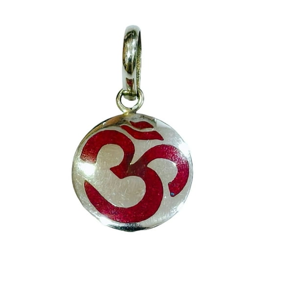 Tibetan Silver Handmade Pendant with Red Coral Inlay Boho Jewelry for Women & Men, Traditional Tibetan Design