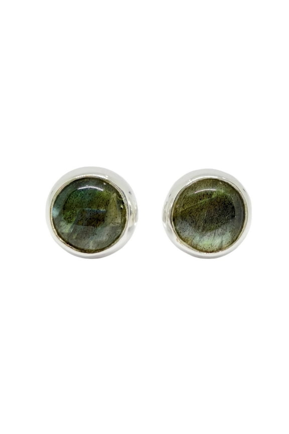 Handmade Stud Earrings Labradorite Gemstone 925 Sterling Silver Women's Fashion Jewelry