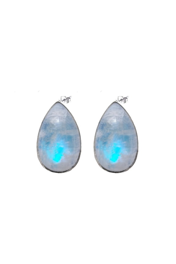 Handmade Stud Earrings Moonstone Gemstone June Birthmonth Fashion Jewelry