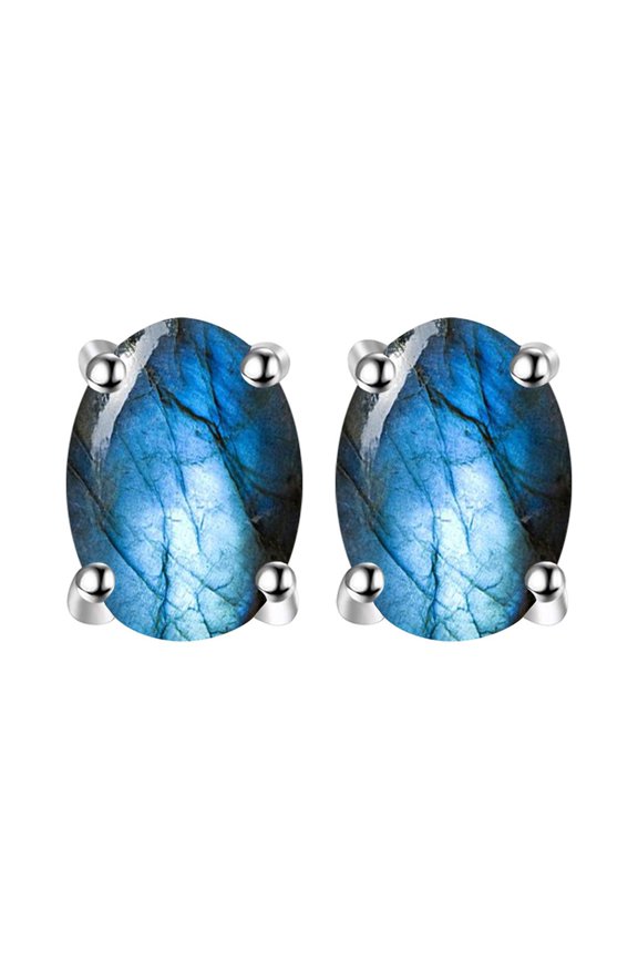 Labradorite Gemstone Stud Earrings Handmade Fashion Jewelry 925 Sterling Silver