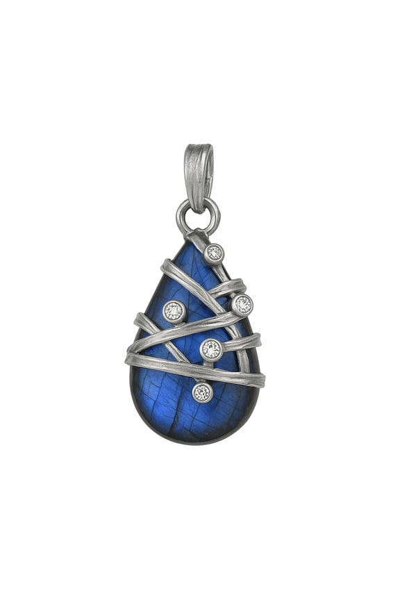 Labradorite Pendant Necklace for Women Handmade 925 Sterling Silver Jewelry Modern Boho Gift & Statement Accessory
