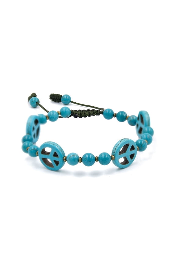 Peace Symbol Jewelry Handmade Bracelet for Women and Men in Turquoise