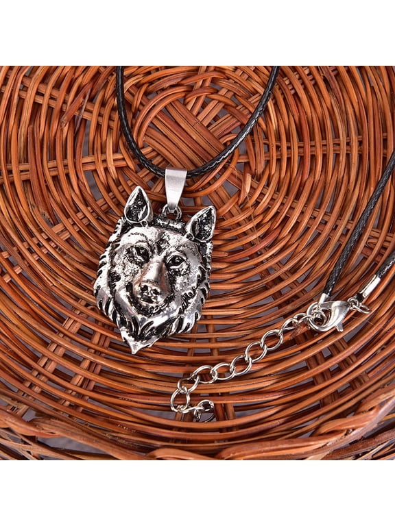 Tibetan Silver Wolf Head Pendant Necklace Amulet Animal Viking Men GiHFMGPTUtWA