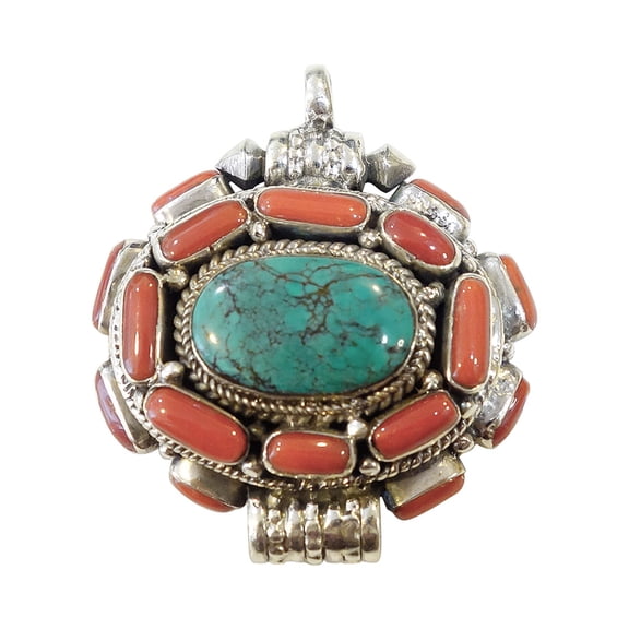 Tibetan Silver Womens Jewelry 925 Silver Plated Pendants Coral Lapis Lazuli Gemstone Birthstone Fashion Jewelry Anniversary Birthday Gifts For Mom Her