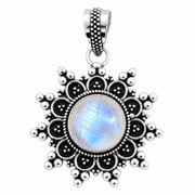 Tibetan Silver Womens 925 Sterling Silver Plated Moonstone Pendant Birthstone Jewelry Gift for Mom