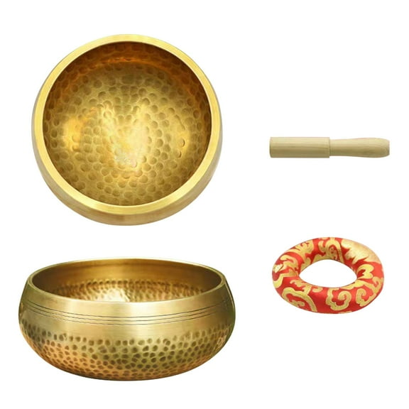 Tibetan Singing Bowl Set 3in Sound Bowl Cushion Wooden Striker Meditation Yoga Relaxation Chakra Healing Stress Relief Handcrafted Portable Gift Spiritual Decor