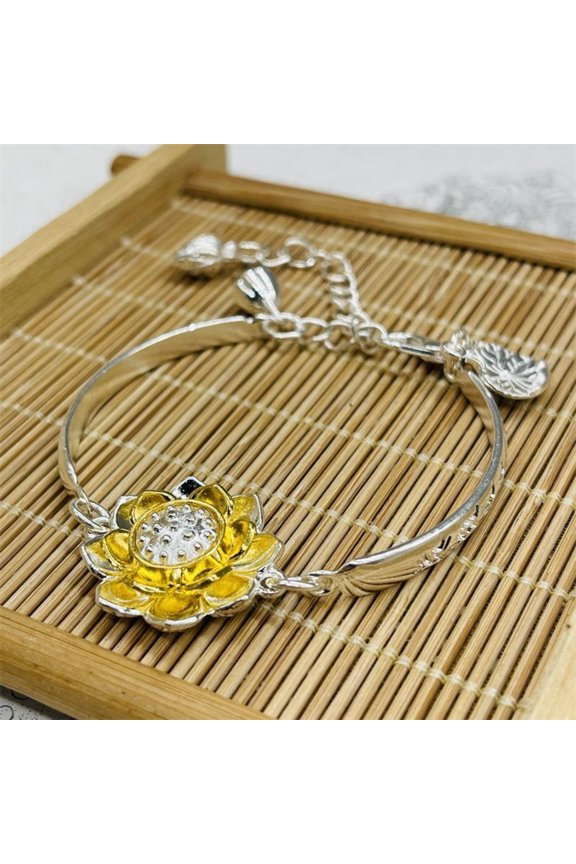 Tibetan Six Character Mantra Bracelet Ethnic Style Lotus and Lotus Pod Design Adjustable Spiritual Jewelry for Men Women