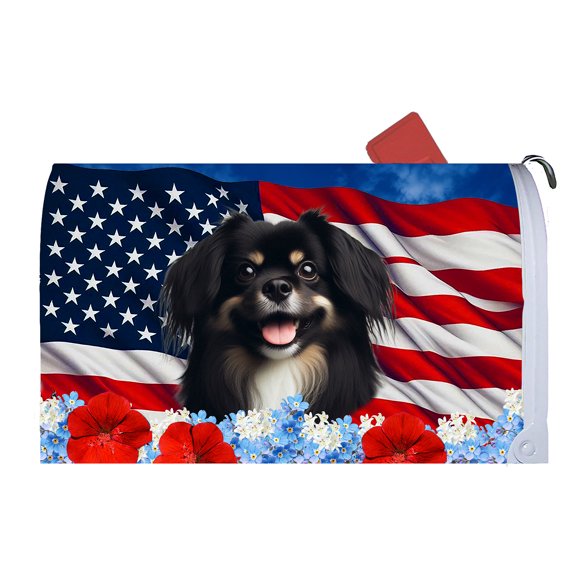 Tibetan Spaniel Black/White - Best of Breed Patriotic Dog Breed Mail Box Cover