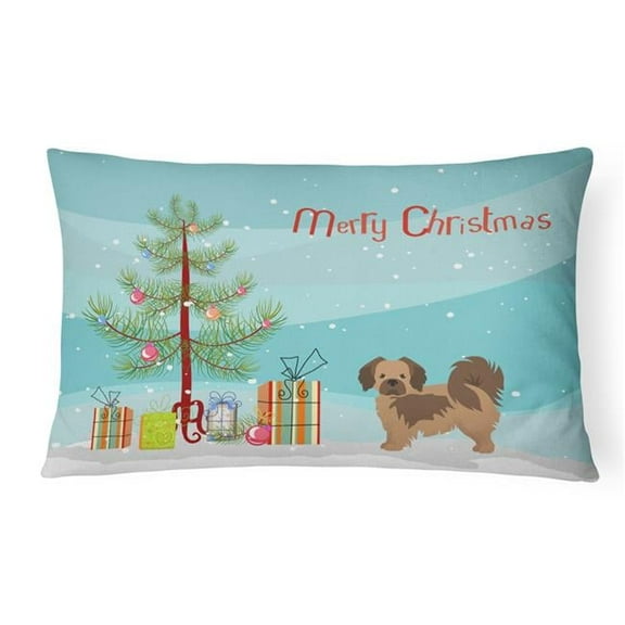 Tibetan Spaniel Christmas Tree Canvas Fabric Decorative Pillow