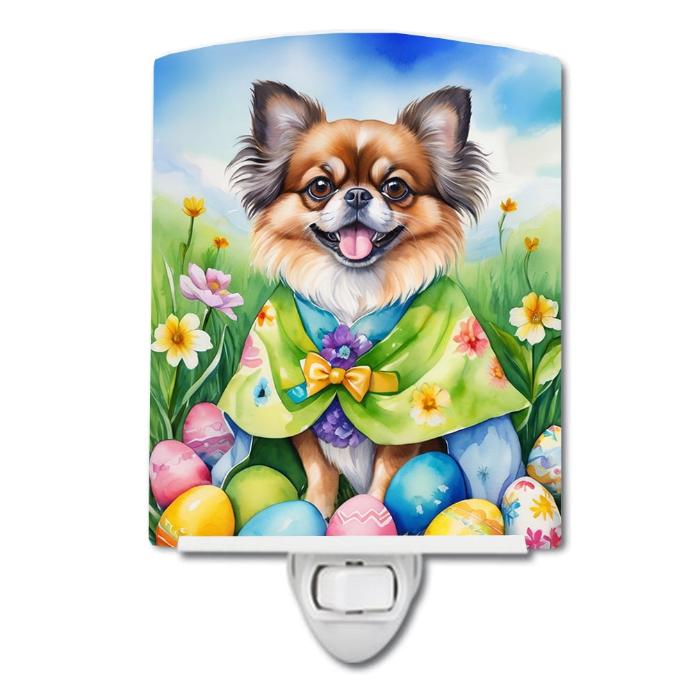 Tibetan Spaniel Easter Egg Hunt Ceramic Night Light 4 in x 6 in