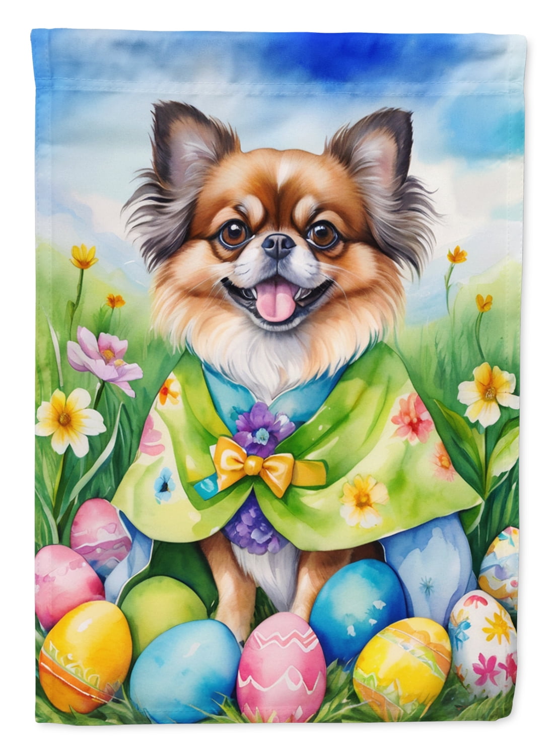 Tibetan Spaniel Easter Egg Hunt Garden Flag