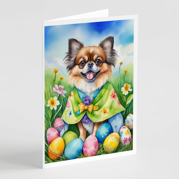 Tibetan Spaniel Easter Egg Hunt Greeting Cards Pack of 8 7 in x 5 in