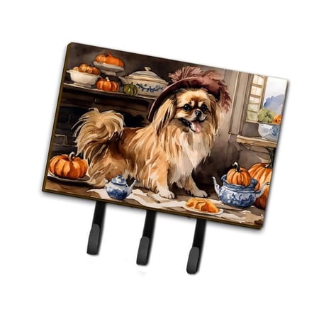 Tibetan Spaniel Fall Kitchen Pumpkins Leash or Key Holder 6 in x 9 in