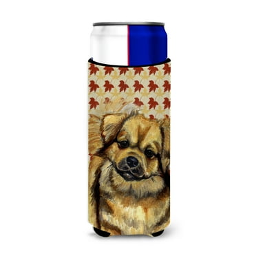Tibetan Spaniel Fall Leaves Portrait Ultra Hugger for slim cans