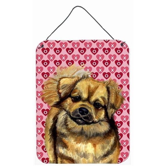 Tibetan Spaniel Hearts Love and Valentines Day Aluminium Metal Wall Or Door Hanging Prints - 12 x 16 in.
