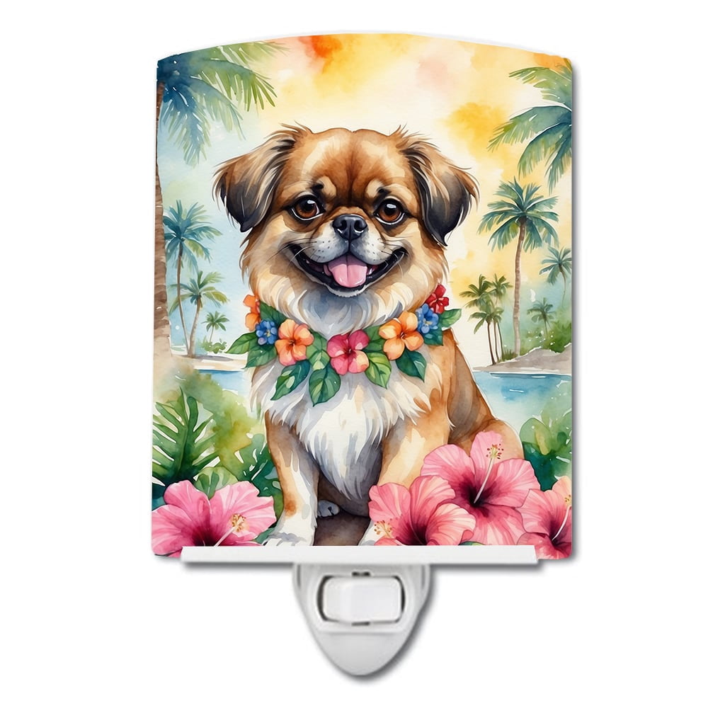 Tibetan Spaniel Luau Ceramic Night Light 4 in x 6 in