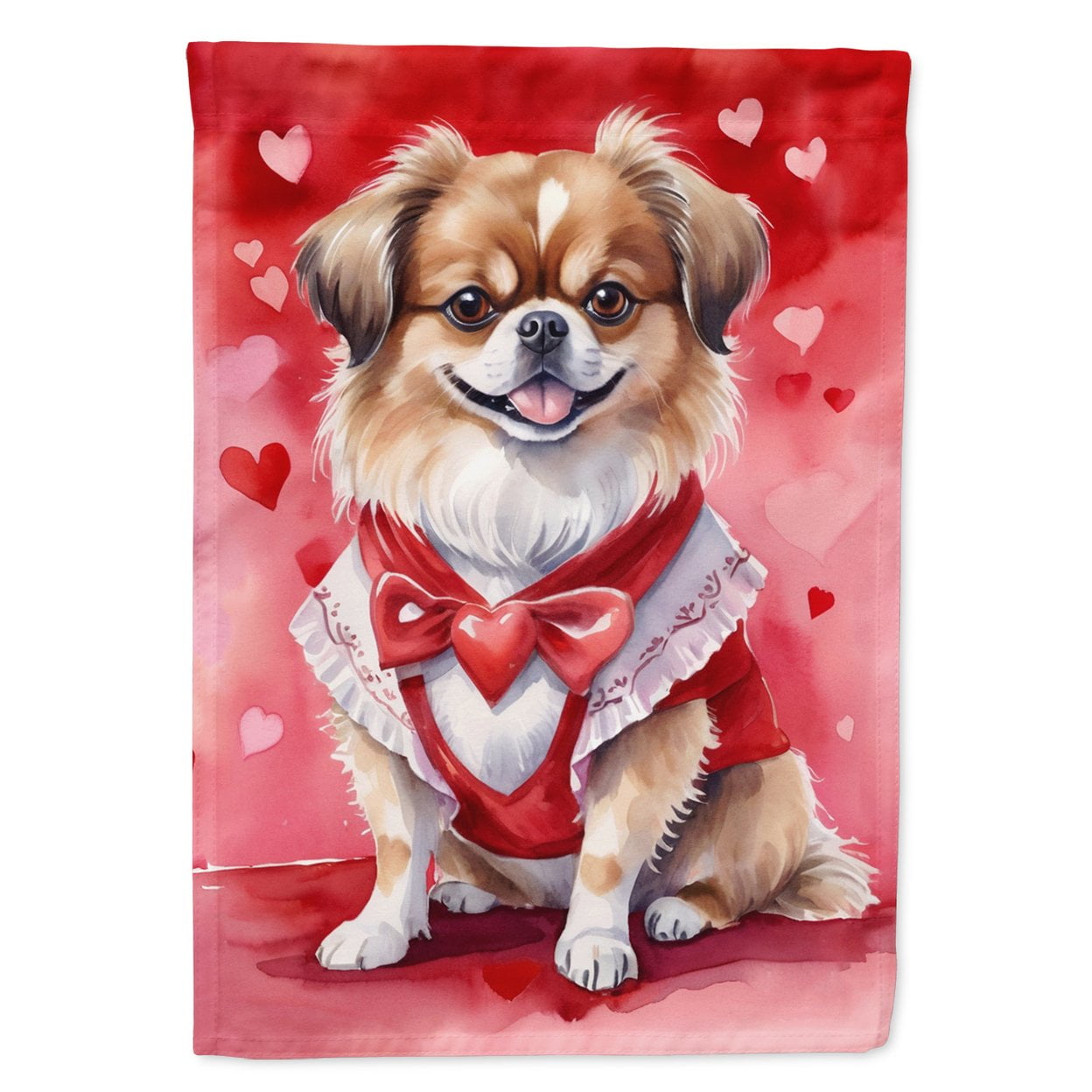 Tibetan Spaniel My Valentine House Flag