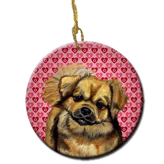 Tibetan Spaniel Valentines Love And Hearts Ceramic Ornament