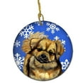 thumbnail image 1 of Tibetan Spaniel Winter Snowflake Holiday Ceramic Ornament, 1 of 1