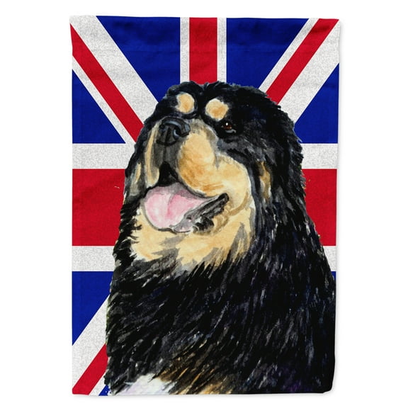 Tibetan Spaniel with English Union Jack British Flag Garden Flag