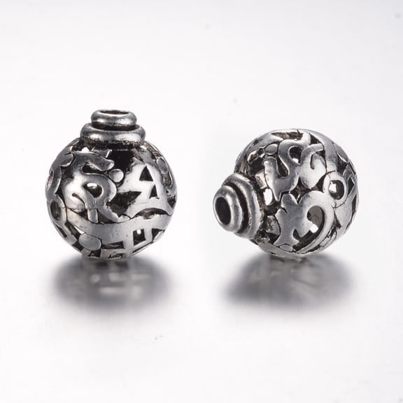 Tibetan Style Alloy 3-Hole Guru Beads T-Drilled Beads Round Silver 16x14mm Hole: 3mm